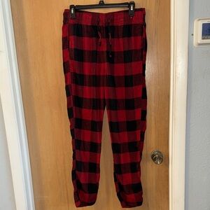 Hollister Red and Black Buffalo Plaid Sleep Pants Pockets Men's Small